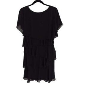 Black Tiered Ruffle Dress Short Sleeves Size 8 By Chetta B